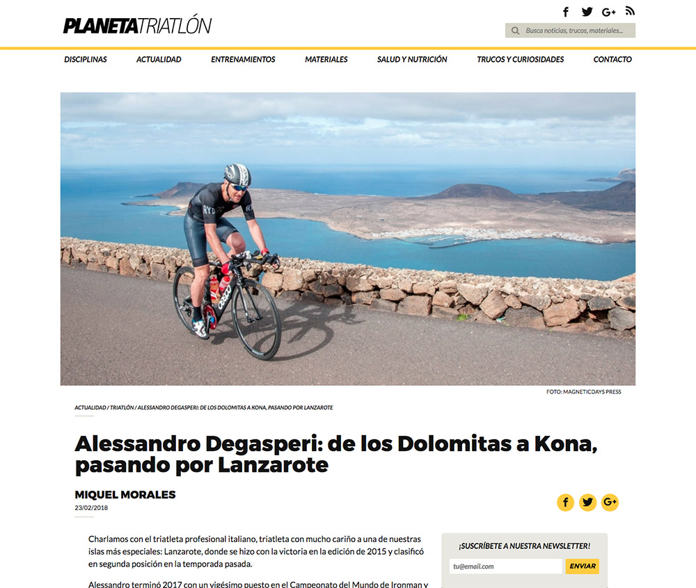 Alessandro Degasperi: de los Dolomitas a Kona, pasando por Lanzarote
