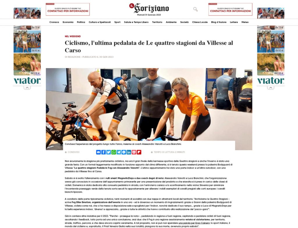 Ciclismo in Friuli Venezia Giulia, indoor e outdoor con MagneticDays e Alessandro Vanotti