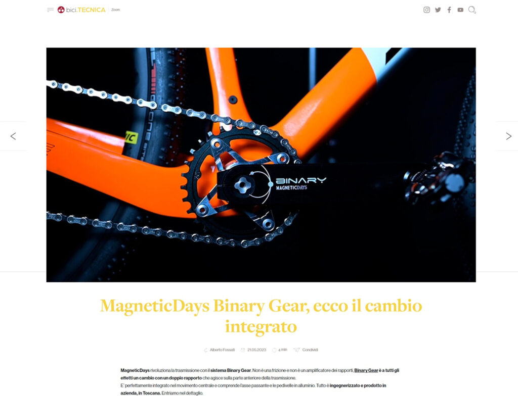 MagneticDays BINARY Gear®, ecco il cambio integrato