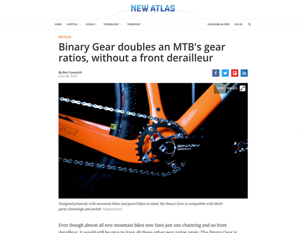 BINARY Gear® doubles an MTB's gear ratios, without a front derailleur