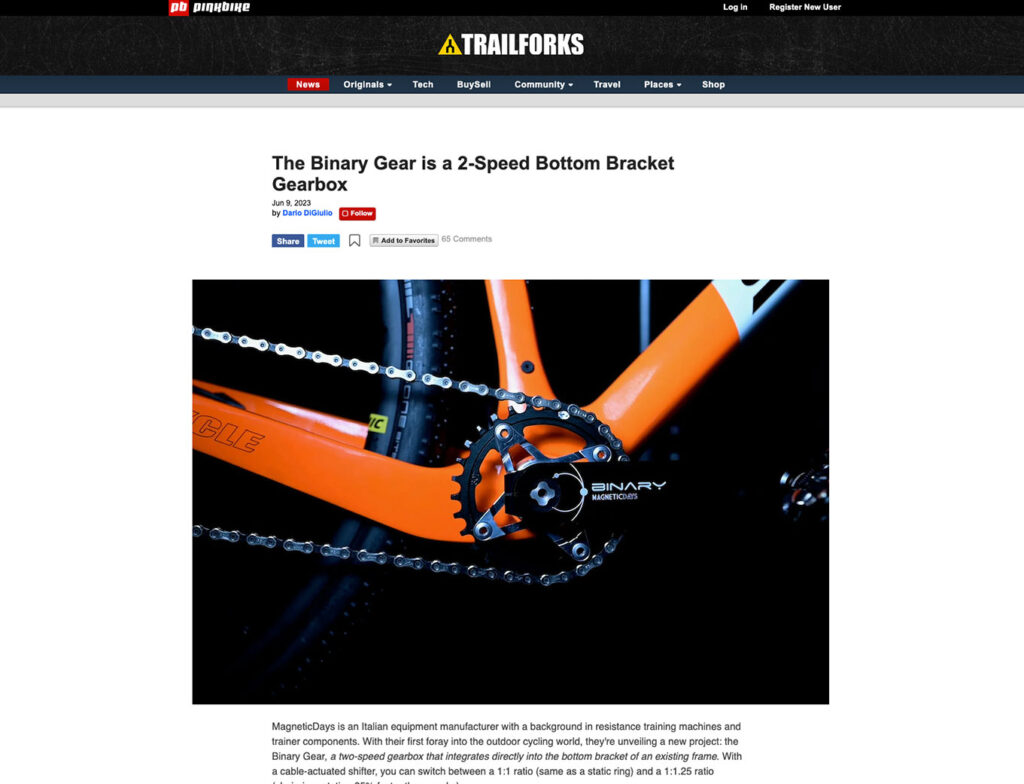 The BINARY Gear® is a 2-Speed Bottom Bracket Gearbox